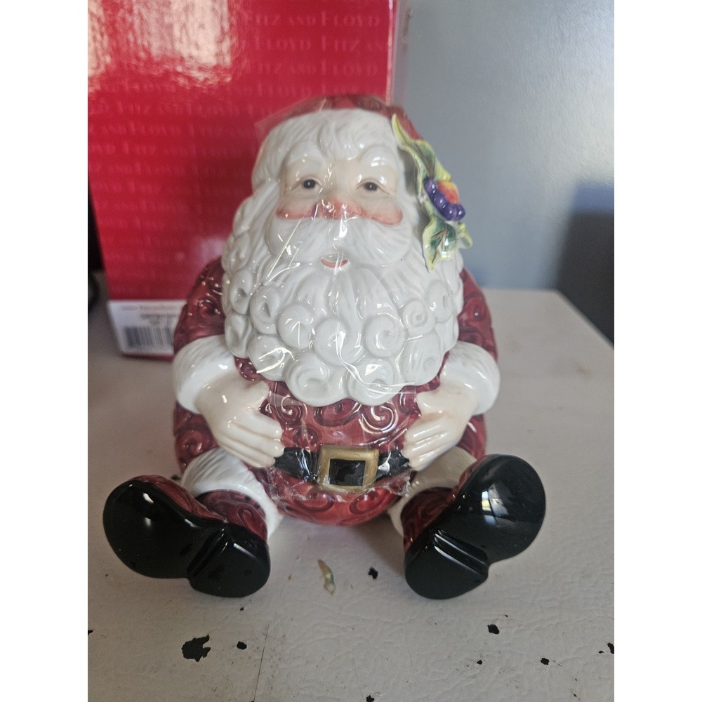 Fitz and Floyd Christmas Santa Candy Jar Saint Nick Essentials 2063/145 NIB
